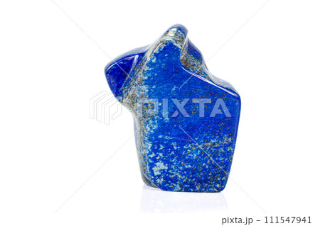 Macro of a mineral stone Lazurite on a white background 111547941