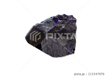 Macro stone mineral Azurite on a white background 111547970
