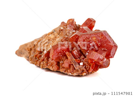 Macro Vanadinite mineral stone on white background Macro Vanadinite mineral stone on white background 111547981