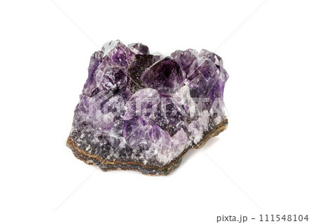 Amethyst Crystal Druse macro mineral on white background Amethyst Crystal Druse macro mineral on white background 111548104
