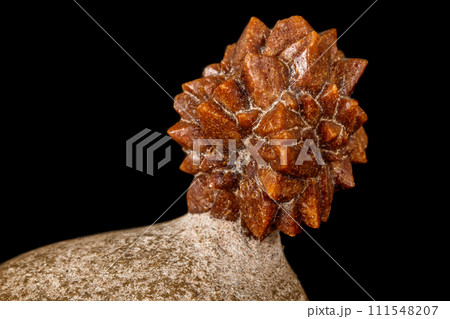 Macro stone Ikaite mineral in rock on a black background 111548207