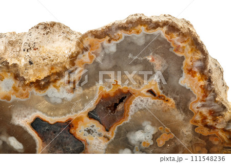 Macro stone Agate mineral on white background Macro stone Agate mineral on white background 111548236