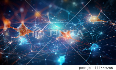 AI-generated content. Neural network abstract image depicting connectivity and complexity 111549200
