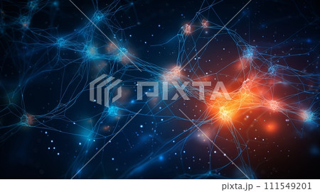 AI-generated content. Neural network abstract image depicting connectivity and complexity 111549201