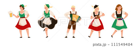 Oktoberfest with Man and Woman Character Celebrating Beer German Festival Vector Set Oktoberfest with Man and Woman Character Celebrating Beer German Festival Vector Set 111549484