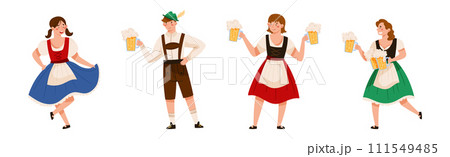 Oktoberfest with Man and Woman Character Celebrating Beer German Festival Vector Set Oktoberfest with Man and Woman Character Celebrating Beer German Festival Vector Set 111549485