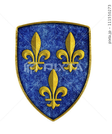 Heraldic lilies of France on a shield isolated on white background 111550273