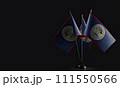 Small national flags of the Belize on a black background 111550566