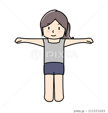 手を横に広げた女の子のイラスト 手を横に広げた女の子のイラスト 111553203