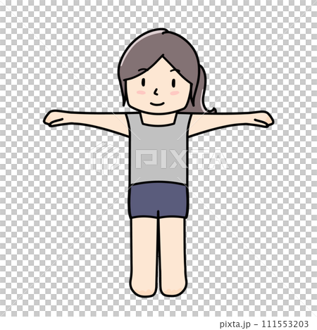 手を横に広げた女の子のイラスト 手を横に広げた女の子のイラスト 111553203
