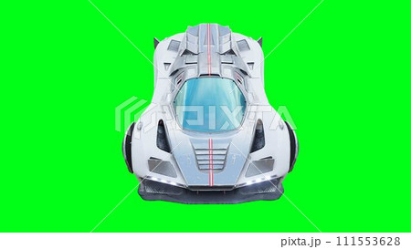 Futuristic flying car, taxi. Green screen isolate. 3d rendering. Futuristic flying car, taxi. Green screen isolate. 3d rendering. 111553628