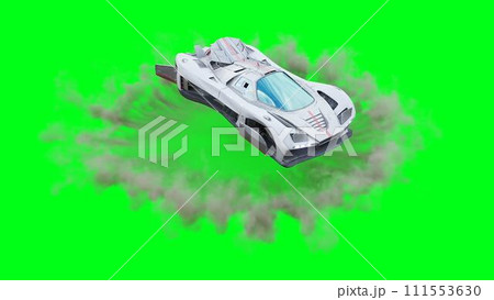 Futuristic flying car, taxi. Green screen isolate. 3d rendering. 111553630
