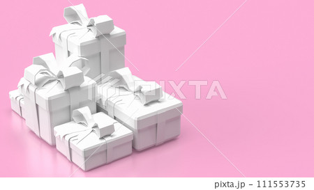The white gift box on pink background  3d rendering. 111553735