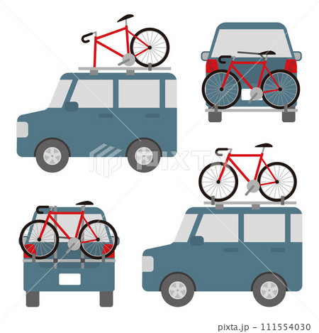 自転車を積んだ自動車のイラスト 自転車を積んだ自動車のイラスト 111554030