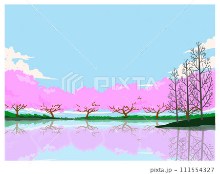 桜と湖畔 111554327