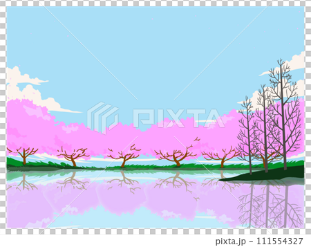 櫻花和湖畔 111554327