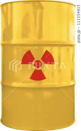 正面から見た放射性廃棄物のドラム缶 111554915