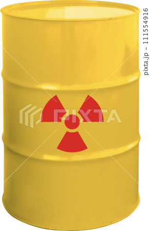 斜め上から見た放射性廃棄物のドラム缶 111554916