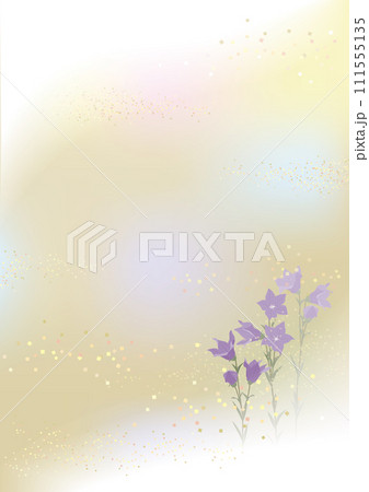 日本の伝統的、古典的な桔梗の花と料紙風の背景ベクターイラスト 111555135