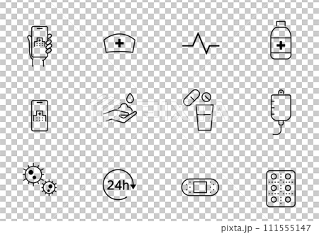 Medical and healthcare line icon set 111555147