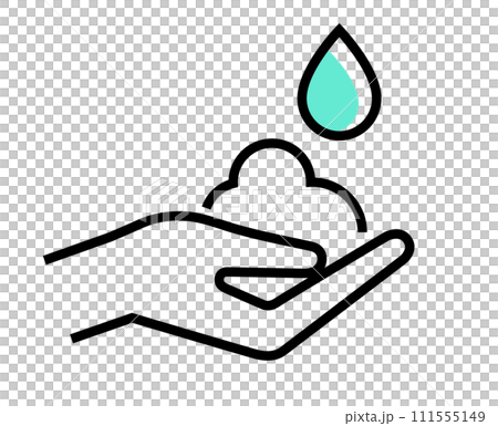 Hygiene management, hand washing line drawing icon 111555149