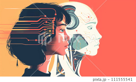 AIと人間が共生する未来イメージ　　 111555541