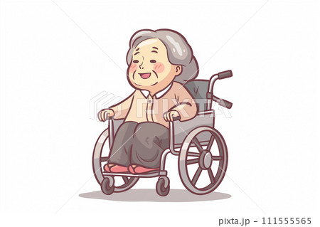 車椅子に乗ったおばあちゃん 111555565