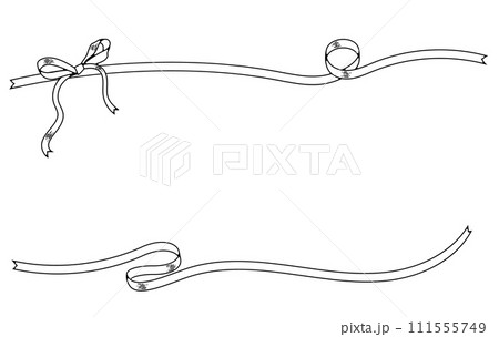 手描きのレトロなリボンフレーム 111555749