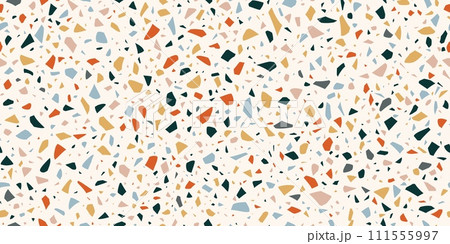 Colour terrazo marble stone floor texture or terrazzo ceramic tile pattern, vector background. Terazo mosaic pattern of colorful stones or marble abstract pieces pattern for flooring or ceramic tile 111555997