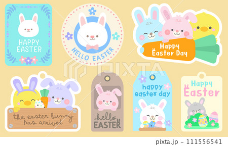 Happy Spring Easter creative poster collection Set of easter greeting card with cute pastel illustrations in cartoon style Egg hunt event invitation template Idea for flyer postcard promotion Vector 111556541