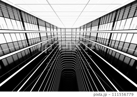 Abstract background with futuristic modern style luxury black and white hall interior 3d render  111556779