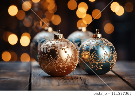 Elegant traditional Christmas decoration. Generative AI. 111557363