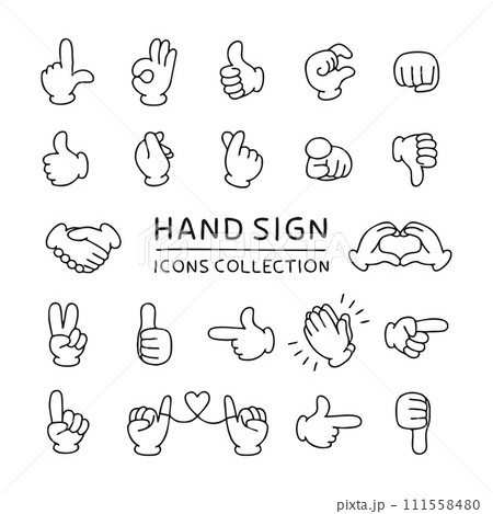 ハンドサインのアイコンセット ハンドサインのアイコンセット 111558480