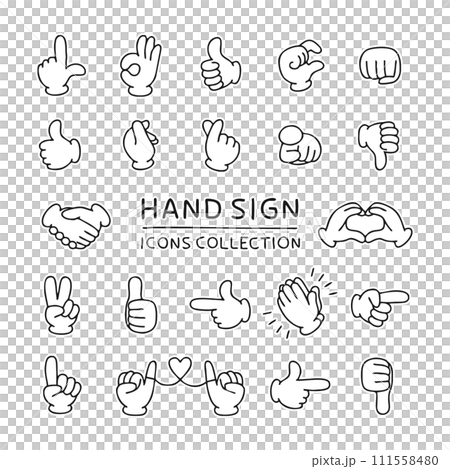 ハンドサインのアイコンセット ハンドサインのアイコンセット 111558480