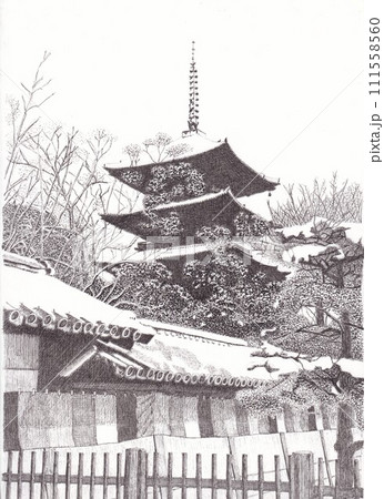世界遺産　東寺雪化粧 111558560