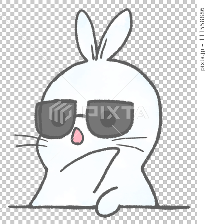 A rabbit wearing sunglasses pointing to the right and talking about something (white) A rabbit wearing sunglasses pointing to the right and talking about something (white) 111558886