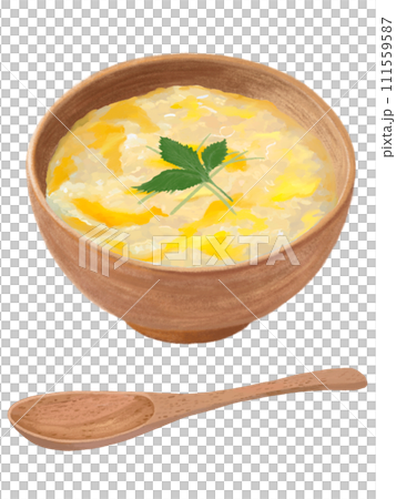 木匙稀飯（雞蛋粥和三葉） 111559587