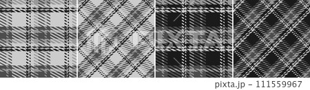 Set black and white plaid seamless pattern. Set black and white plaid seamless pattern. 111559967