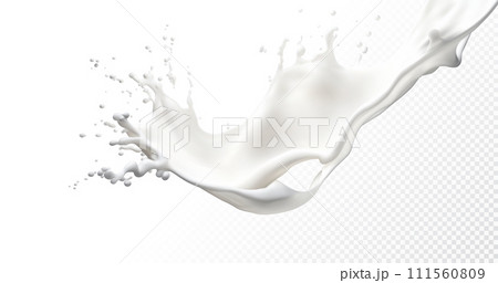Milk splash isolated on transparent background. Realistic vector illustration. 111560809