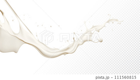 Milk splash isolated on transparent background. Realistic vector illustration. 111560815
