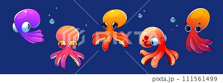 Cute childish octopus cartoon character underwater 111561499