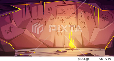 Prehistoric cave with caveman primitive painting 111561549