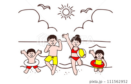 夏に海水浴にきた男女 夏に海水浴にきた男女 111562952