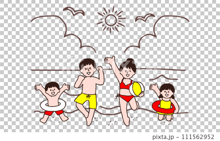 夏に海水浴にきた男女 夏に海水浴にきた男女 111562952