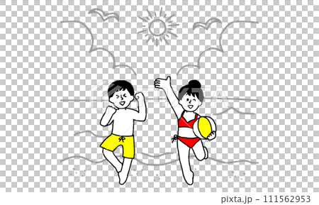 Men and women who went swimming in the summer 111562953