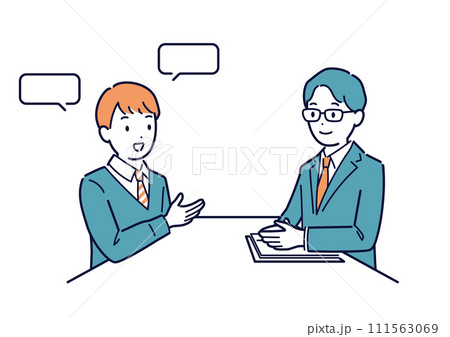 教師と面談する男子学生のベクターイラスト 教師と面談する男子学生のベクターイラスト 111563069