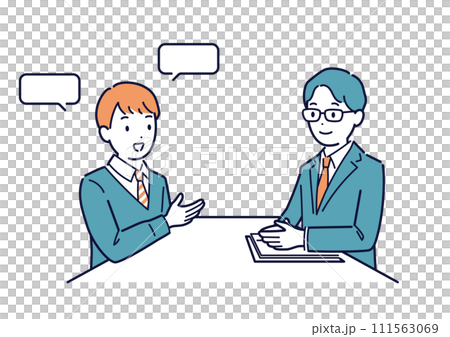 教師と面談する男子学生のベクターイラスト 教師と面談する男子学生のベクターイラスト 111563069