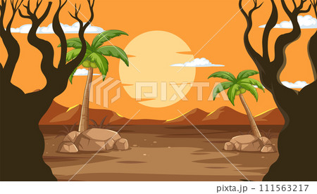 Serene Sunset in a Desert Oasis Serene Sunset in a Desert Oasis 111563217