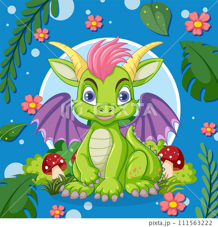 Cheerful Dragon in Enchanted Forest 111563222