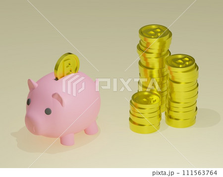 豚の貯金箱とコイン 豚の貯金箱とコイン 111563764